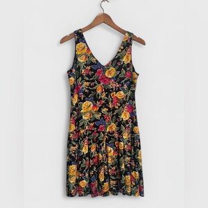 VTG 90s Compagnie Internationale ‘EXPRESS’ Drop Waist Pleated Floral Dress, Med